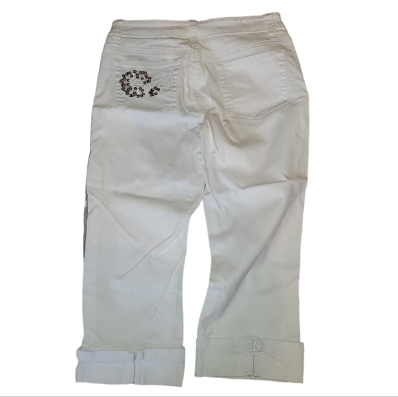 WHITE & SILVER Apollo Jeans Capri Pants Size 5 / 6 Cotton Spandex Blend Bodycon - Picture 9 of 9